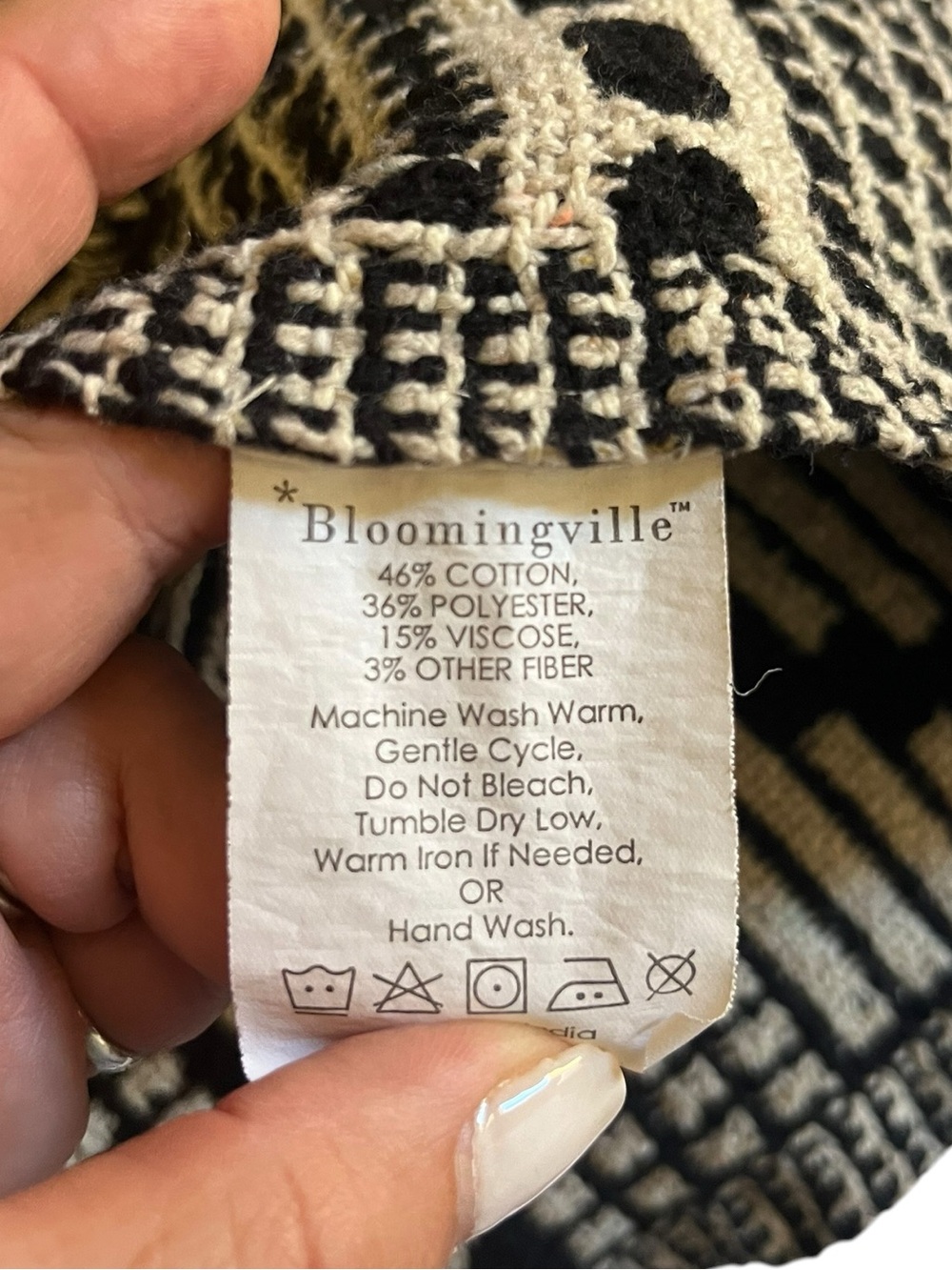 Bloomingville black and beige woven cotton blend throw Geometric size 50x60 - Picture 3 of 8